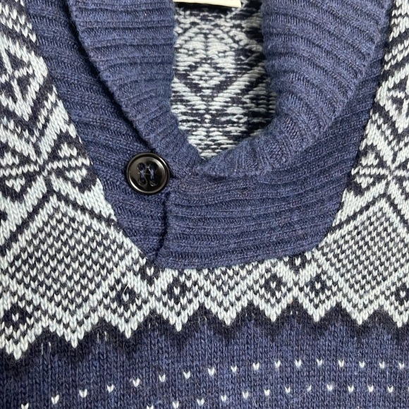 Lacoste Sweater Mens 3 Small Blue Nordic Wool Blend Shawl Collar Knit Pullover - Picture 4 of 6